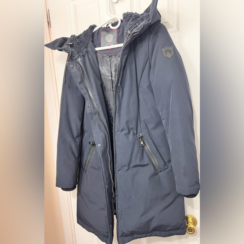 Vince Camuto Women’s Thigh Length Down Jacket with Hood